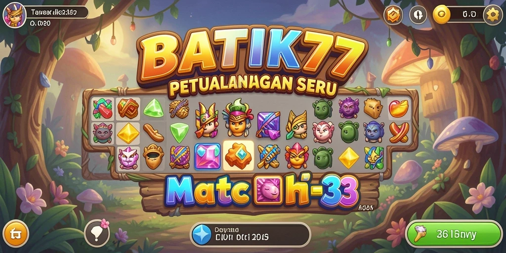 Tampilan gameplay seru dalam BATIK77 dengan pencocokan item yang menarik.