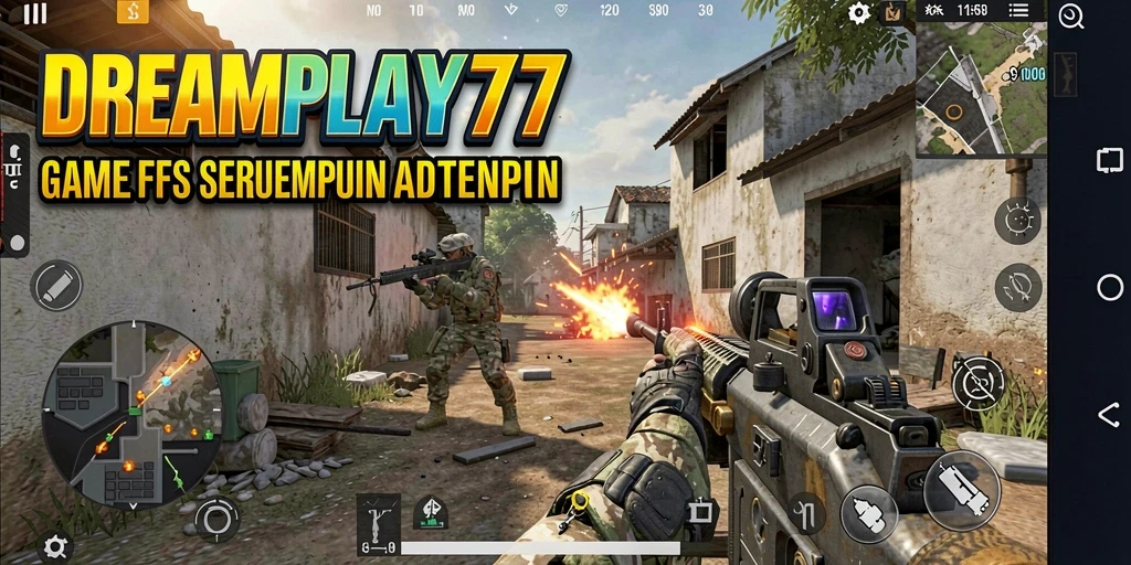 Screenshot utama menunjukkan aksi gameplay FPS yang mendebarkan dan seru.