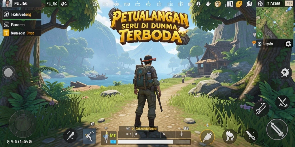 Screenshot gameplay FUJI66 menampilkan petualangan mendebarkan di dunia terbuka.