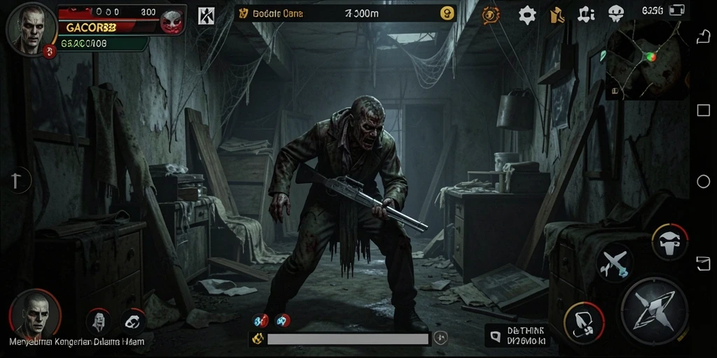 Menampilkan gameplay menyeramkan GACOR88 dengan suasana kelam.
