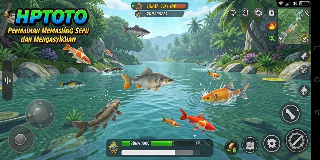 Gameplay HPTOTO dengan aktivitas memancing yang seru.