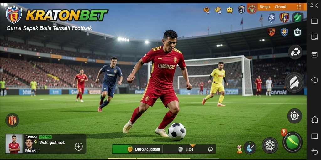 Screenshot menunjukkan aksi intens di lapangan sepak bola.