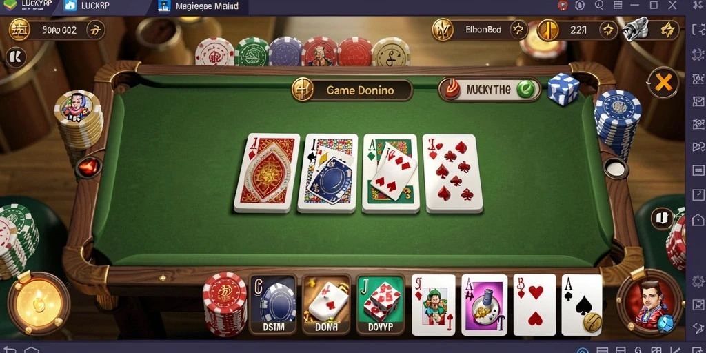 Tampilan menarik LUCKYRP dengan gameplay Domino yang seru.