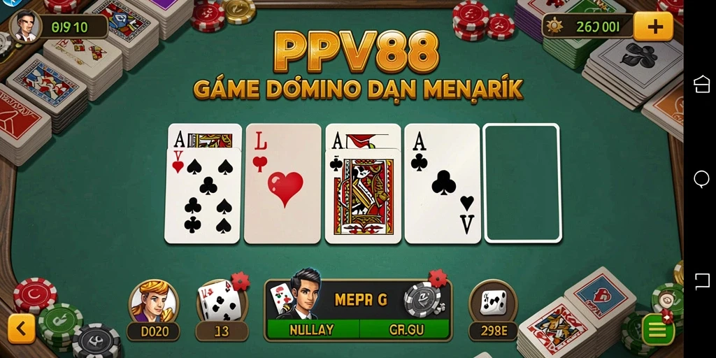 Tampilan gameplay menegangkan dari permainan Domino PPV88 yang seru.
