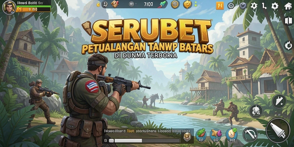 Screenshot gameplay SERUBET menampilkan eksplorasi dunia terbuka yang luas.